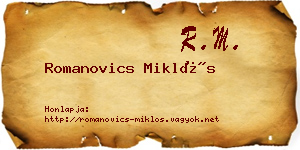 Romanovics Miklós névjegykártya